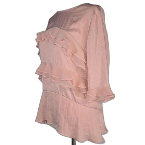 Who What Wear Dusty Rose Ruffled Tunic Blouse Size Medium - Picture 4 of 8